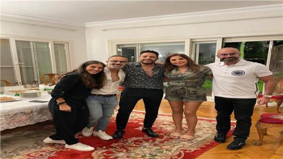 الفنان محمد حماقي والفنانة أصالة في حفل عيد ميلاد اليسا